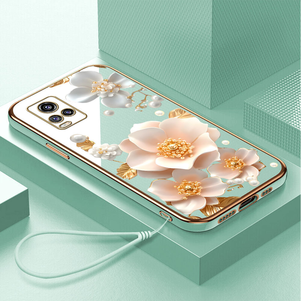 Casing Hp Untuk VIVO V20 2021 Lokal Stock Lanyard Gratis Phone Case Softcase Kesing Cassing Bunga Ku