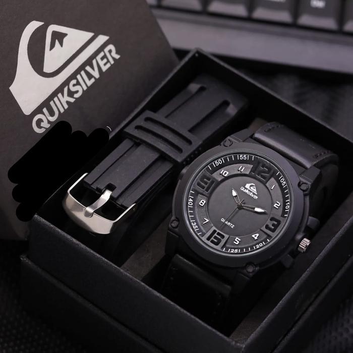 Jam Tangan Pria Tali Kulit Quiksilver Free Strap Rubber + Box Jam Tangan