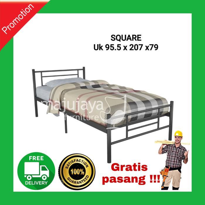 Tempat Tidur Besi Square 90 X 200 / Ranjang Besi Nimalis