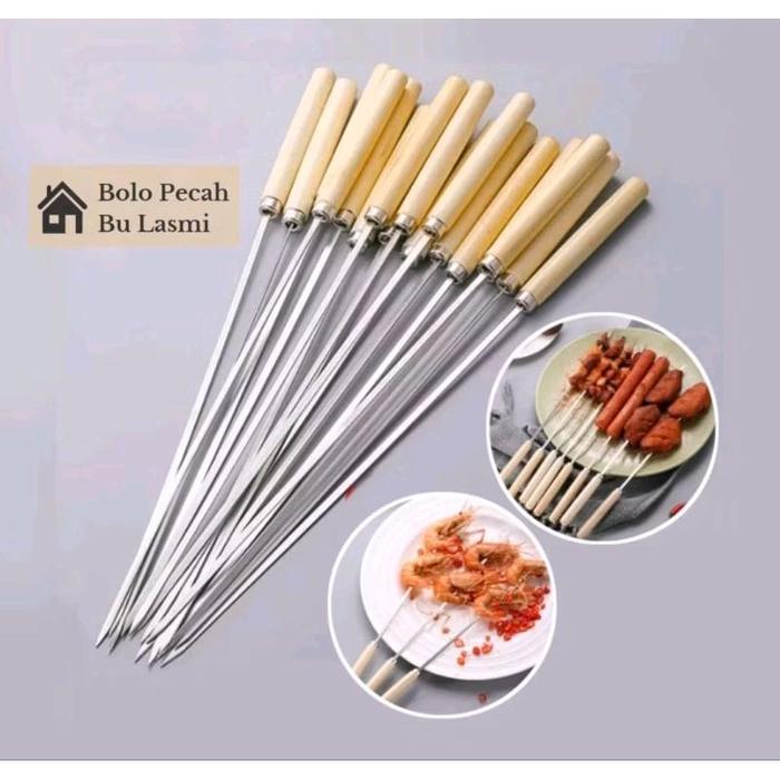 Tusuk Sate Stainless Steel / Tusuk Sate Alat Panggang Daging Barberque / Tusuk Sate Stainless Steel