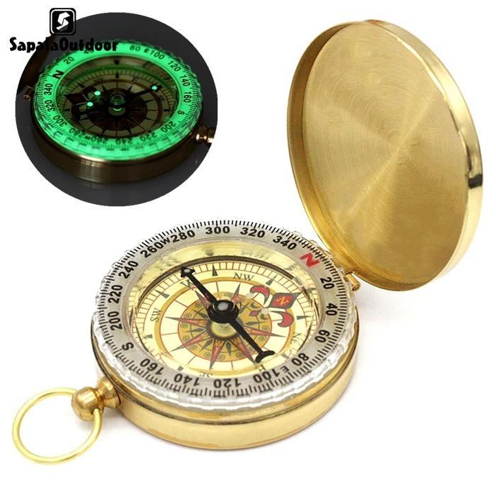 Happfist Kompas Vintage Pocket Portable Compass - Golden