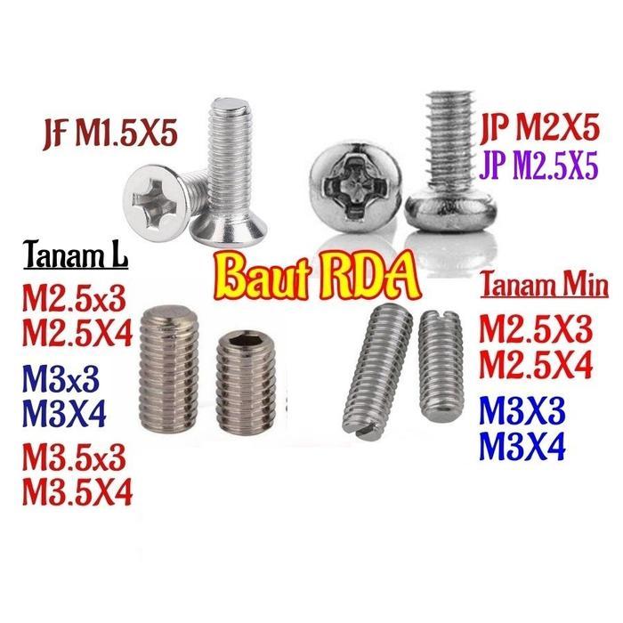 New 5Pcs baut RDA RDTA jp jf tanam L min hex M1.5 M2 M2.5 M3 M3.5 x 3 4 5 rda rta sus304
