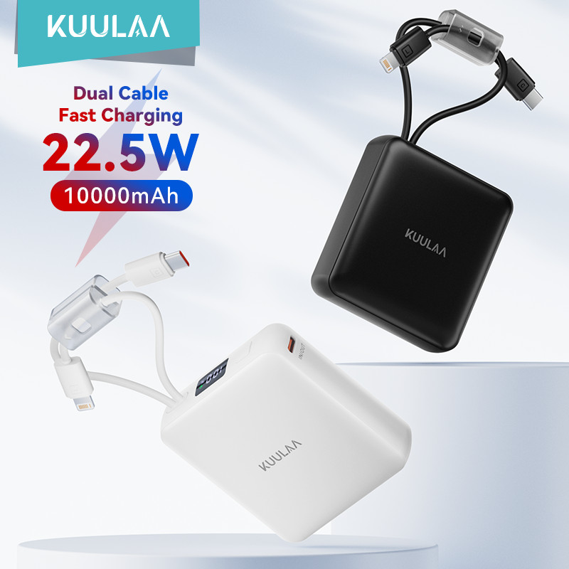 Kuulaa Power Bank 10000Mah Pd 22.5W Spare Battery Portable Power Bank Portable Charger With Usb-C