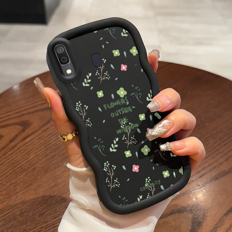 Casing Untuk Samsung A20 A30 M10s Case Bunga kecil hijau Kasing Cesing lunak Kasing Macaron Kesing S