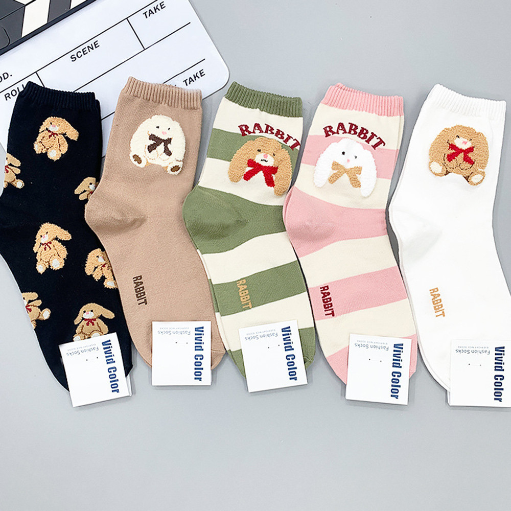 1 Pair Rabbit Women's Socks Comfortable Cartoon Cute Harajuku Skateboard Spring Winter Warm Novelty