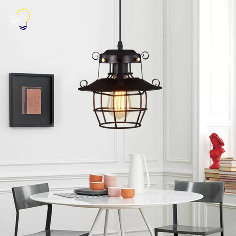 New retro vintage wrought iron industrial chandelier lampshade