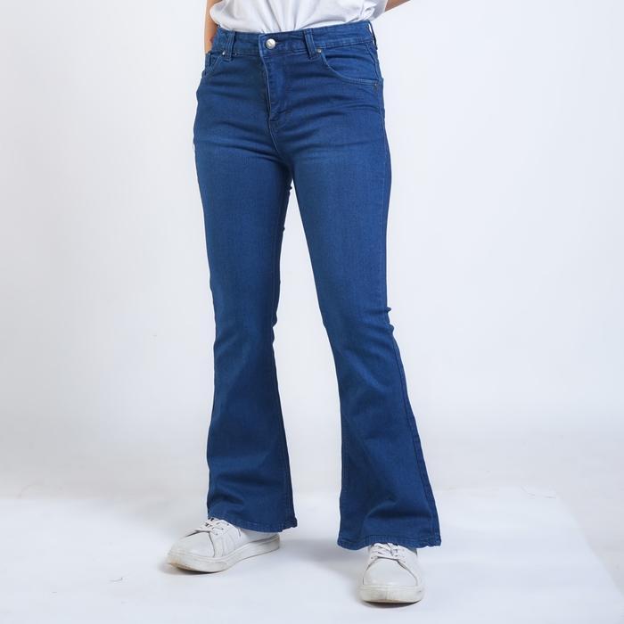 Dline Celana Cutbray Jeans Panjang Wanita Longpant Denim Polos Fit Xxl Bigsize Lexi Jean Biru Tua