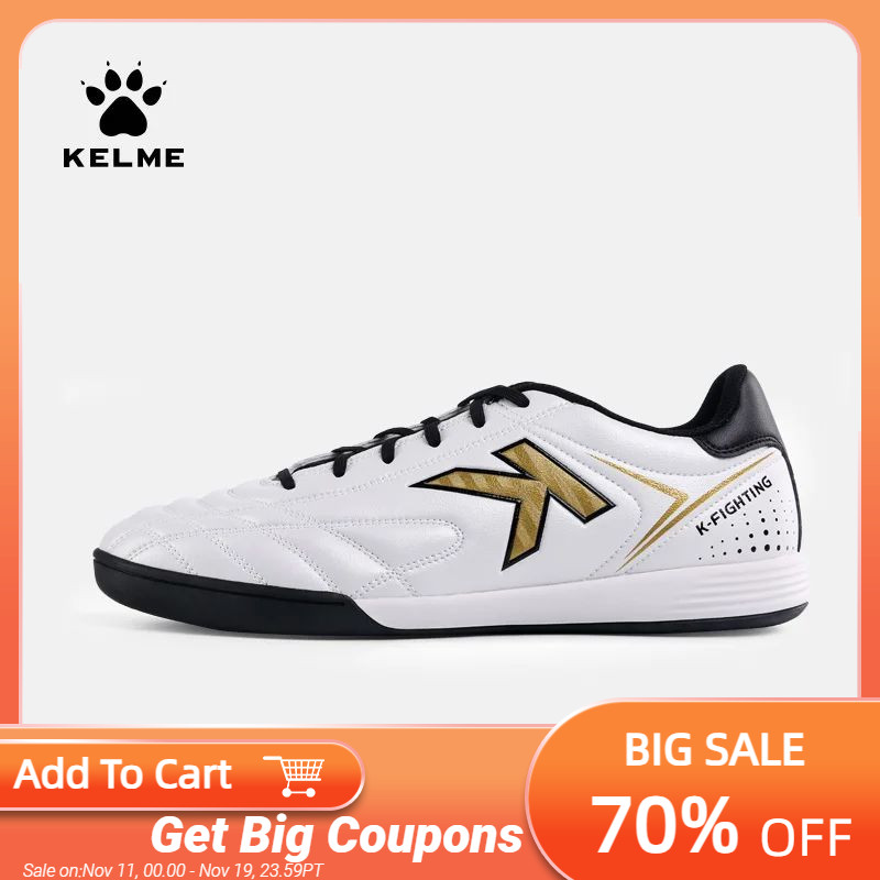 Kelme Football Boots Men Soccer Shoes Original Indoor Football White Sneakers Shoes Cleats Football