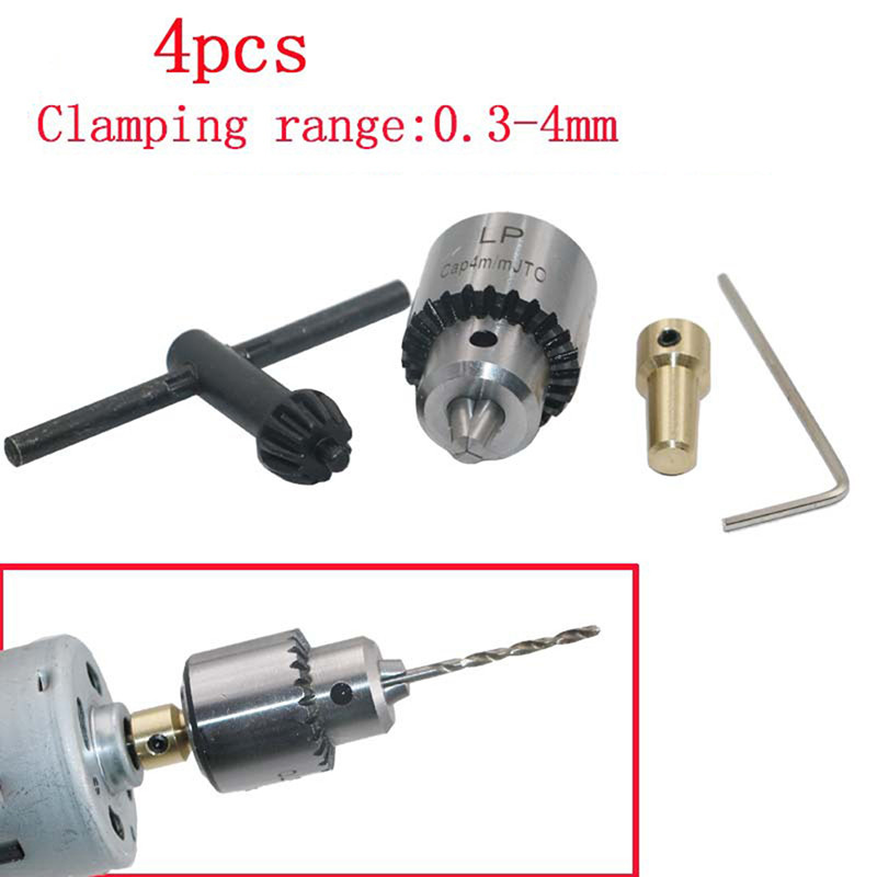 1 Set Micro Motor Drill Chucks Clamping 0.3-4mm Taper Mounted Drill Chuck With Chuck Key 3.175mm