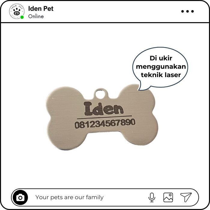 roza- Iden Pet Tag Nama Hewan Kucing Anjing Pet Name Tag Custom Ukir Nama StainlessSteel
