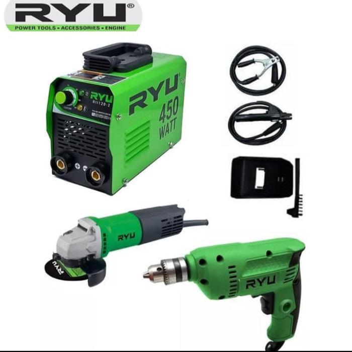 paket RYU murah : mesin las 450watt + mesin bor 10mm + Gurinda 4" RYU