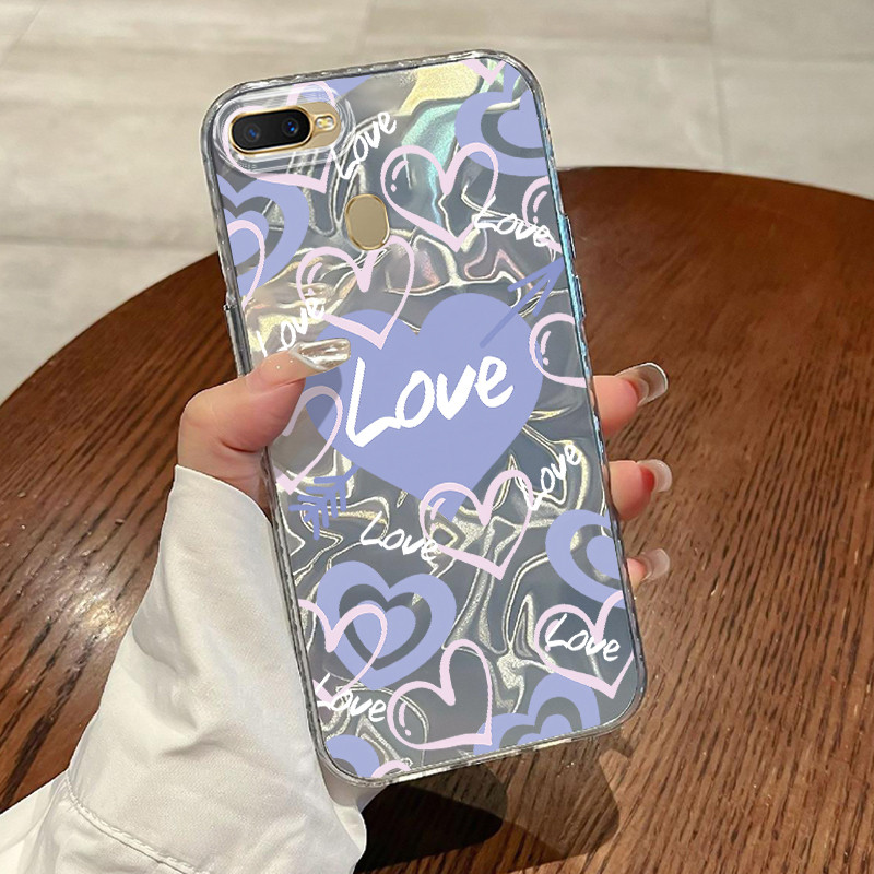 Casing Hp Untuk OPPO A7 OPPO A5s OPPO A12 OPPO A12S A11k Case Love Watery Lovely Gradiant Laser  Kes