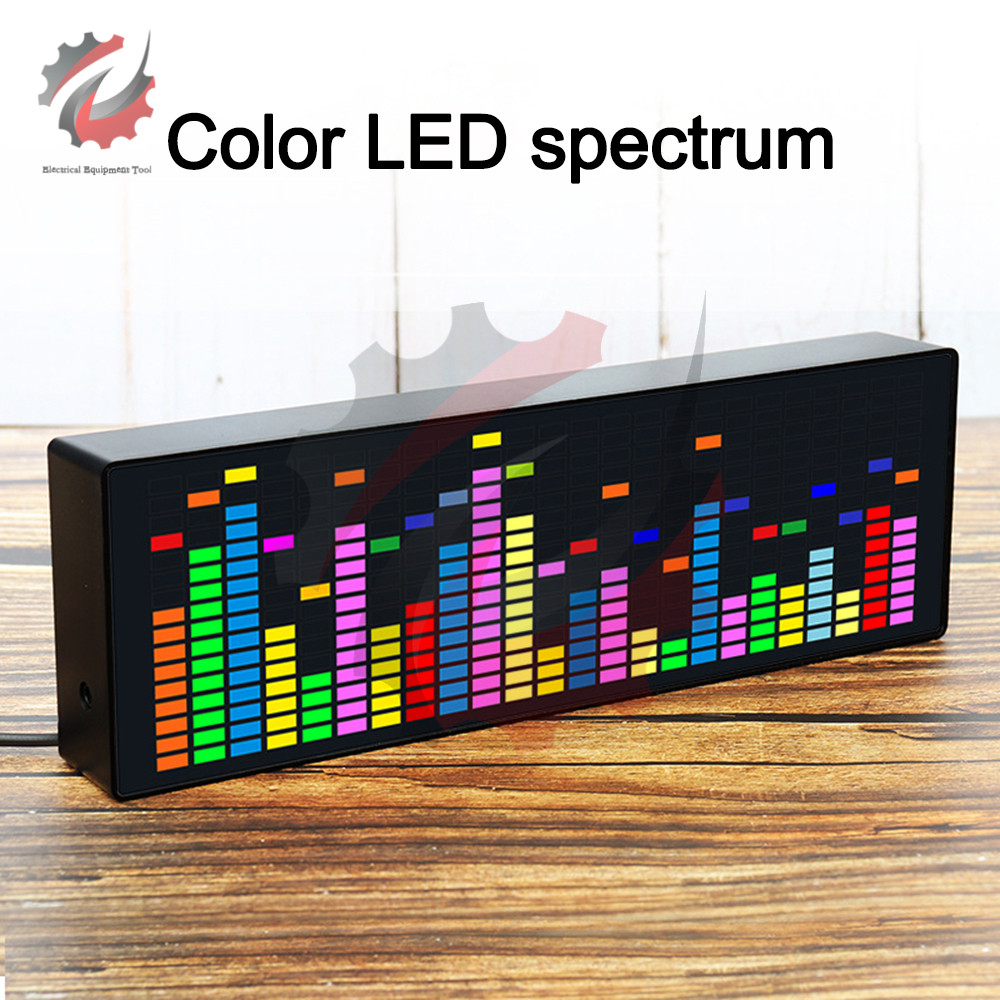 LED Music Spectrum Rhythm Display RGB Light Electronic Clock Voice Activated Car Audio Level Indicat