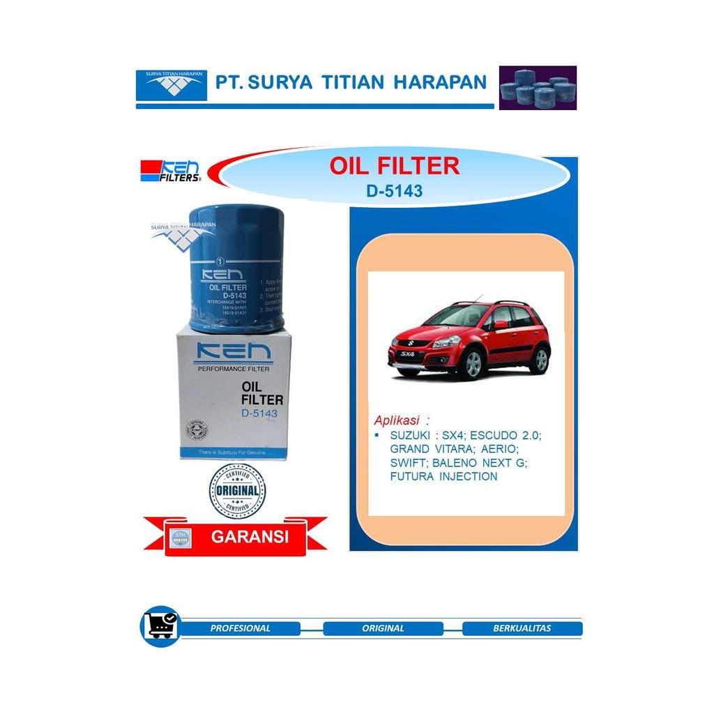 Ken Filter - Oil Filter Oli Mobil Suzuki Swift Baleno Escudo D-5143
