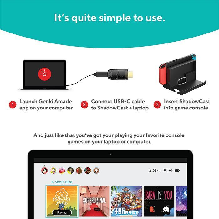 5s3y- Ps5 Nintendo Switch Genki Shadowcast Laptop Link & Video Capture Card