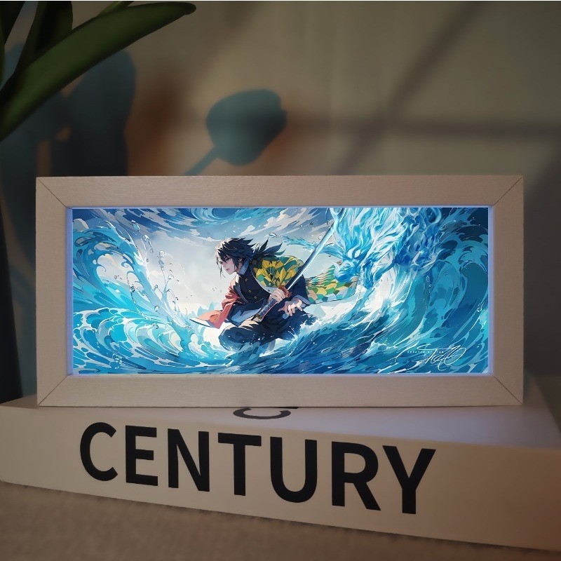 Anime Demon Slayer LED Night 3D Box Light Tanjirou Zenitsu Nezuko Table Lamp Figure Bedroom Ornament