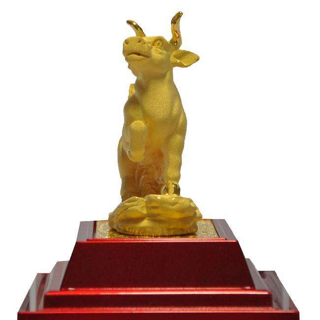 PATUNG SHIO KERBAU LAPIS EMAS 24K PAJANGAN SHIO KERBAU MINIATUR KERBAU