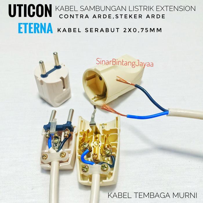 UTICON Kabel Sambungan Listrik EXTENSION Contra Steker Arde Kabel 1Meter - 10Meter