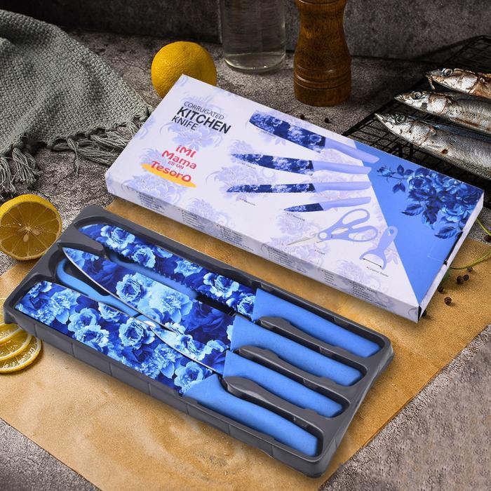 SINDA Flower Knife Set Pisau Daur 6 in 1 Motif Bunga Set Stainless Steel (COD) Baja Dapur