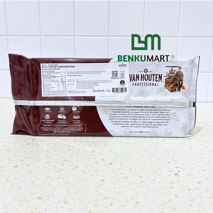 ls56- Van Houten Dark Compound Classic Block (1 Kg) Coklat Batang Van Houten Professional
