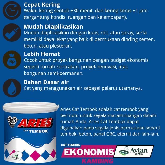 PROMO AVIAN CAT TEMBOK ARIES KAMBING 5KG AVIAN ARIES 5KG CAT TEMBOK ARIES CAT DINDING EKONOMIS AVIAN