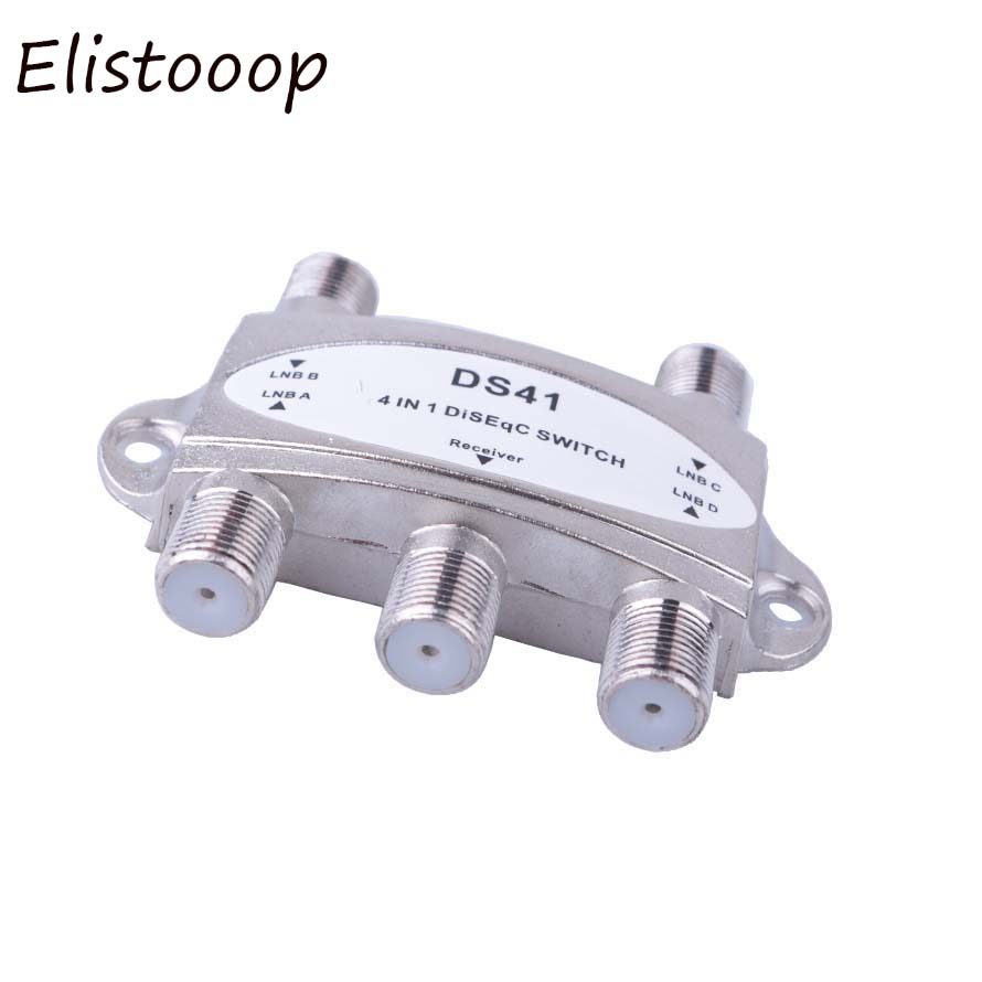 Elistooop TV DiSEqC Switch 4x1 DiSEqC Switch satellite antenna flat LNB Switch for TV Receiver