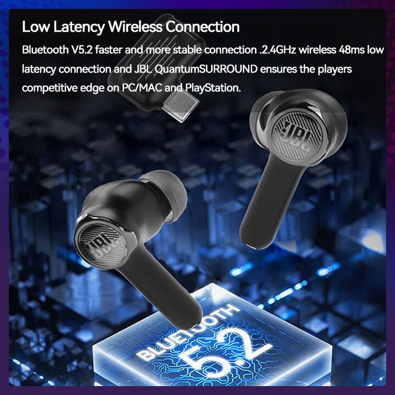 Original JBL Quantum TWS Gaming Headset Smart ANC -30dB Gaming Earbuds IPX4 Bluetooth 5.2 Headphones