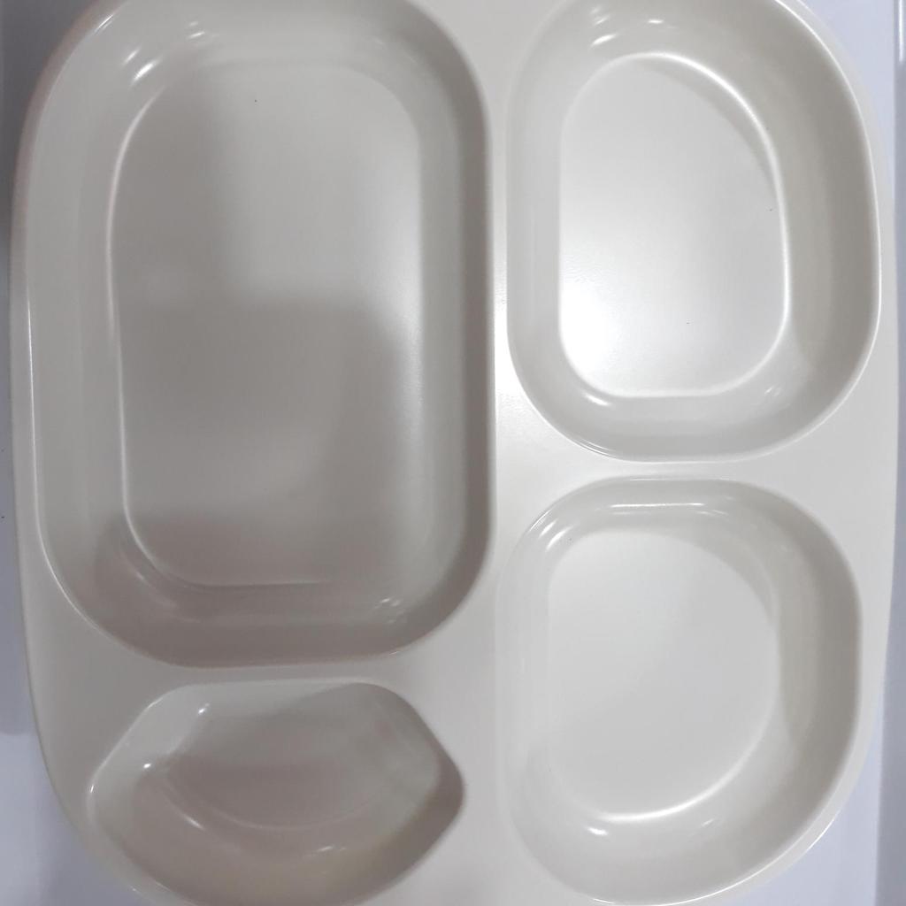 Piring Besar Segi Kotak Sekat 4 Melamin Melamine Hitam Putih Warna Tebal Murah Tahan Panas Anti Peca