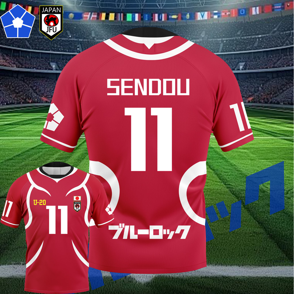 Sendou Blue Lock Japan U-20 Jersey T-Shirt 2025 3D Sae Print Anime Tees Football Club Training