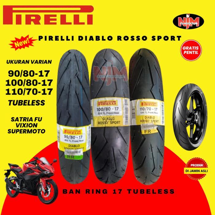 Ban Motor PIRELLI DIABLO ROSSO SPORT 100/80 Ring 17 Tubeles Free Pentil