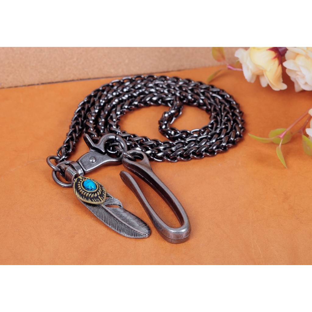 30" Biker Punk Basic Strong Twisted Feather Biker Trucker Keychain Key Jean Wallet Chain Metal