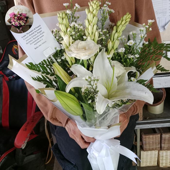 j6p4- Bunga Buket /Bunga Asli /Mix Ros Lily Sedap Malam/Bunga Kado