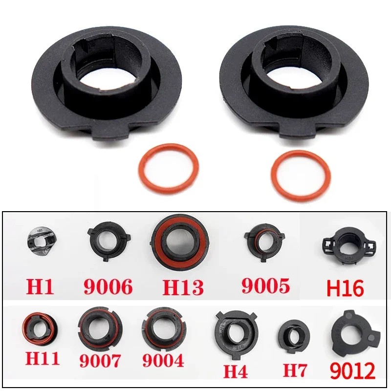 2Pcs Black Car LED Headlight Bulb Adapter Holder Base Sockets Retainer for H1 H4 H7 H11 H13 H16 9004
