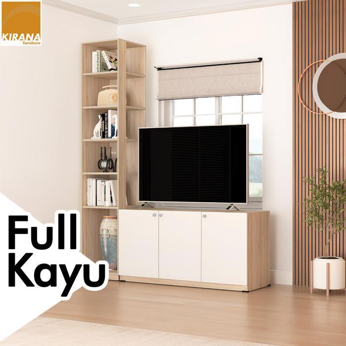Kirana Georgia - Meja Tv Kayu / Bufet Tv / Rak Tv / Lemari Tv / Rak Buku Pajangan Tinggi Nimalis
