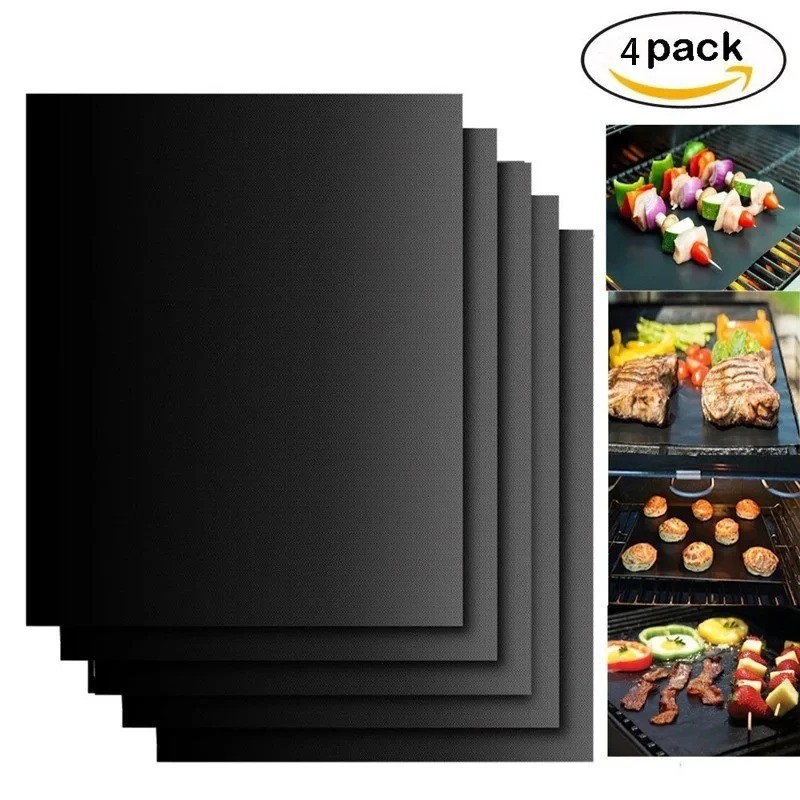4Pcs Mats For Gas Grill Reusable Bbq Grill Mats Pad Oven Accessories Cooking Plate Outdoor Picnic
