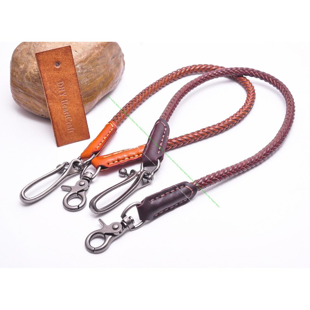 24"Classic Punk Biker Genuine Leather Keychain Jeans Chain Handmade Wallet Chain Waist Chain Men's