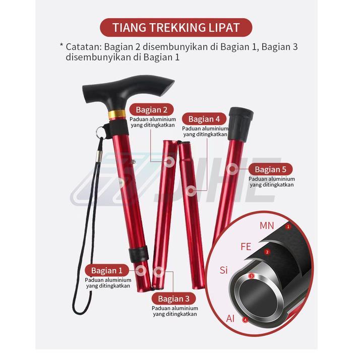 Tracking Pole Eiger Valor Tongkat Gunung Trekking Hiking Alat Camping Tongkat Jalan Lansia Lipat