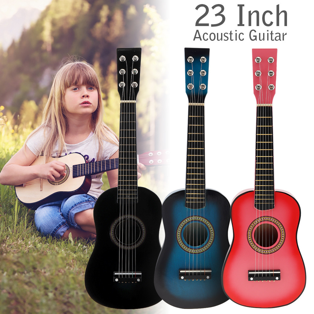 IRIN Mini Portable 23 Inch Basswood Acoustic 12 Frets 6 Strings Guitar with Pick and Strings for