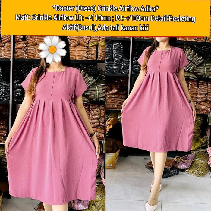 New Daster Dress Crinkle Airflow Adira Resleting Busui Tali 4 Kanan Kiri