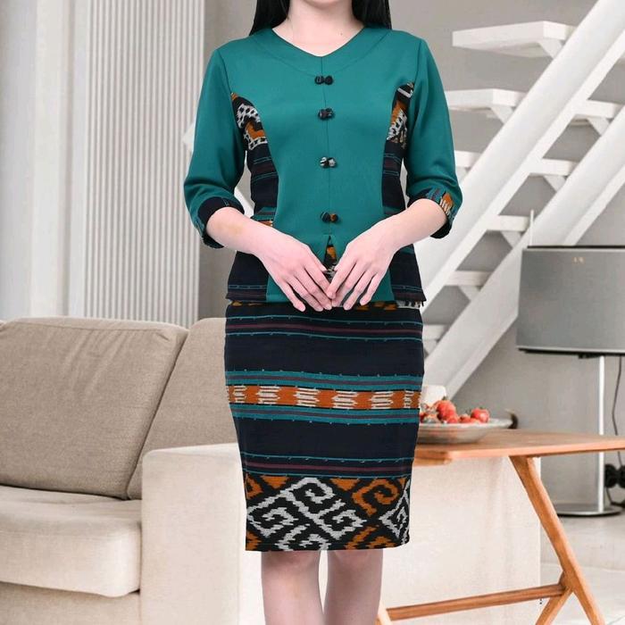 j6cy- Stelan Rok Tenun Kombinasi Scuba 1110 / Stelan Rok