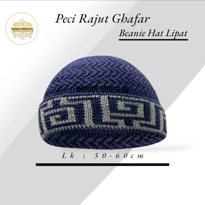 Hanan_Moeslim Rajut Kupluk Ghafar Beanie Hat Kopiah Pria Dewasa Perlengkapan Sholat