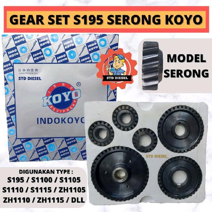 Gear Set Model Serong Miring S195 S1100 S1110 Zh1115 Zh1110 S1125 Zh1125 S1130 Zh1130 Gigi Komplit