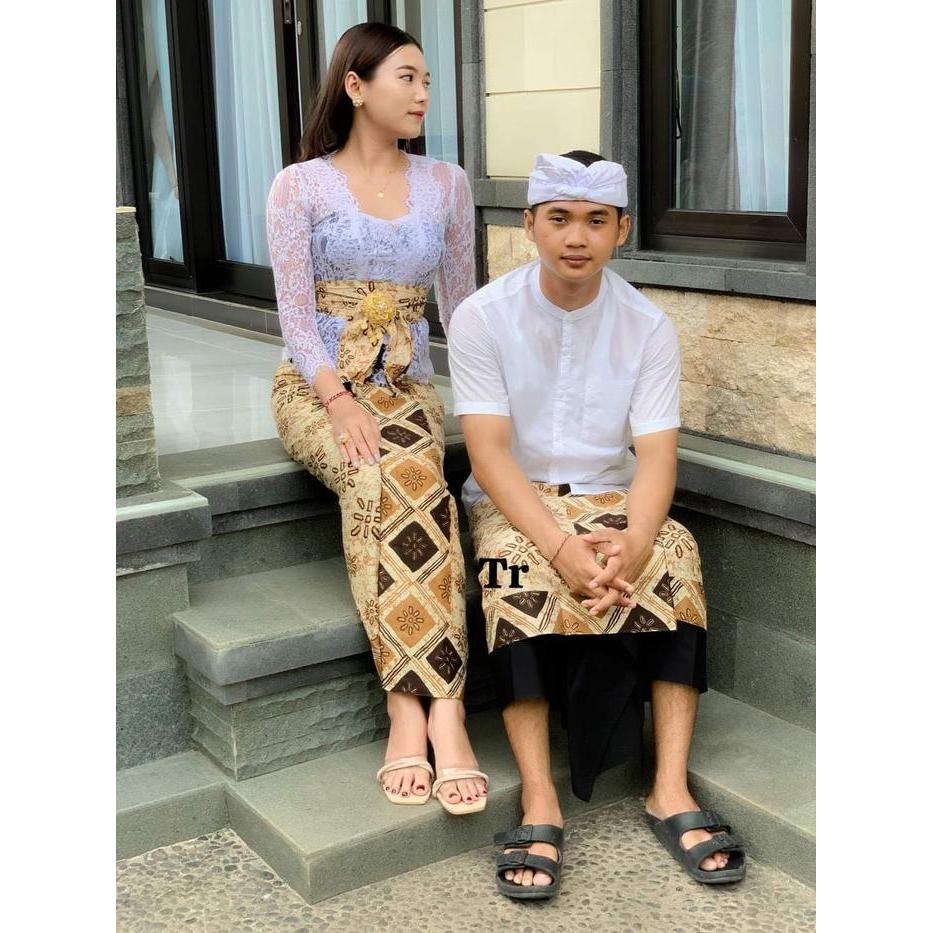 SET COUPLE BATIK INDIGO KAMEN SAPUT SELENDANG SET COUPLE BALI CINNAMON C