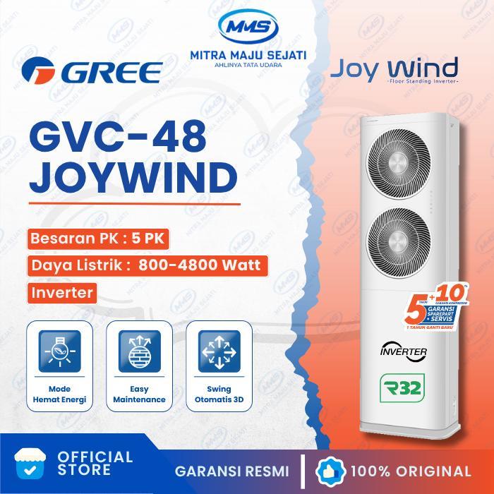 GVC-48JOYWIND | AC Floor Standing Gree 5 PK [1 Phase] Inverter Joy Wind – Unit Only