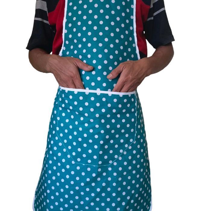 celemek masak/apron masak dewasa motif polkadot/baju masak anti air bahan kain