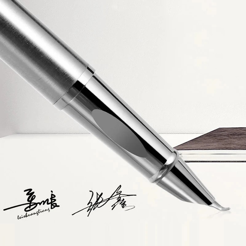 Luxury Metal Fountain Pen 0.38/0.8/1.3mm Curved Nib Student Writing Pen School Art Exercise