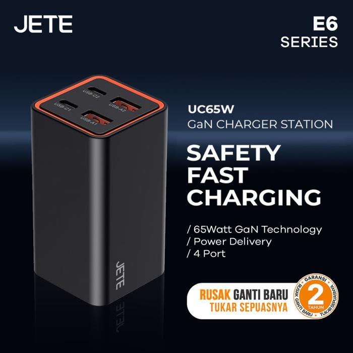 Jete E6 Adaptor Gan Charger 65Watt Fast Charging 4 Port 2 Usb 2 Typec