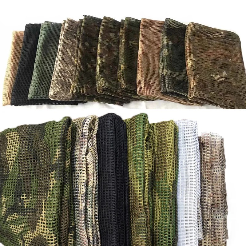 Tactical Scarf Sniper Veil Camo Mesh KeffIyeh Sniper Face Scarf Veil Shemagh Head Wrap for Outdoor