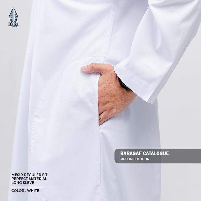 Gamis Jubah Pria Mesir Tanpa Kerah Babagaf Lengan Panjang