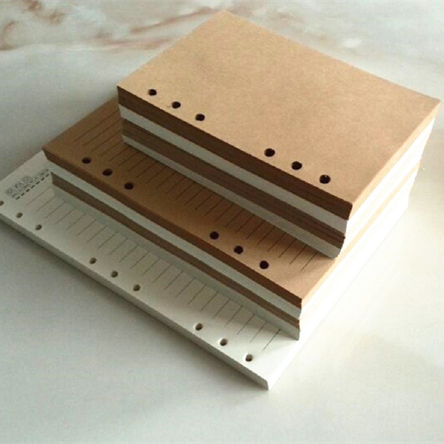 vintage retro kraft white Loose Leaf binder filler paper pages business white line a5 a6 b5 notebook
